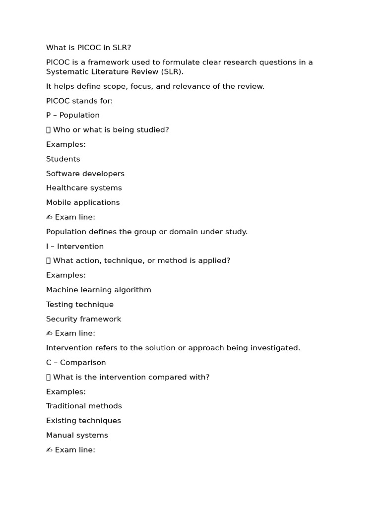 Understanding PICOC in SLR Framework | PDF