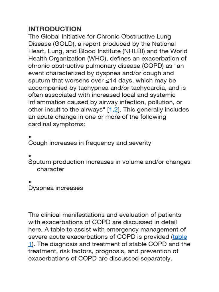 COPD Exacerbations: Causes and Management | PDF | Chronic Obstructive ...