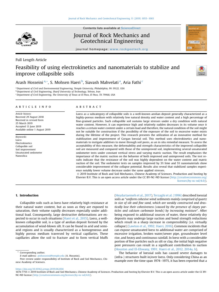 Stabilizing Collapsible Soils with Nanomaterials | PDF | Soil | Silicon ...