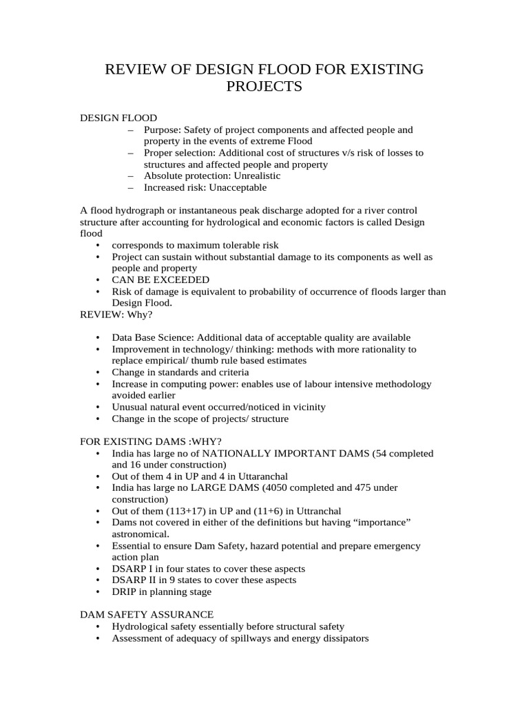 Design Flood Review for Dam Safety | PDF | Flood | Risk