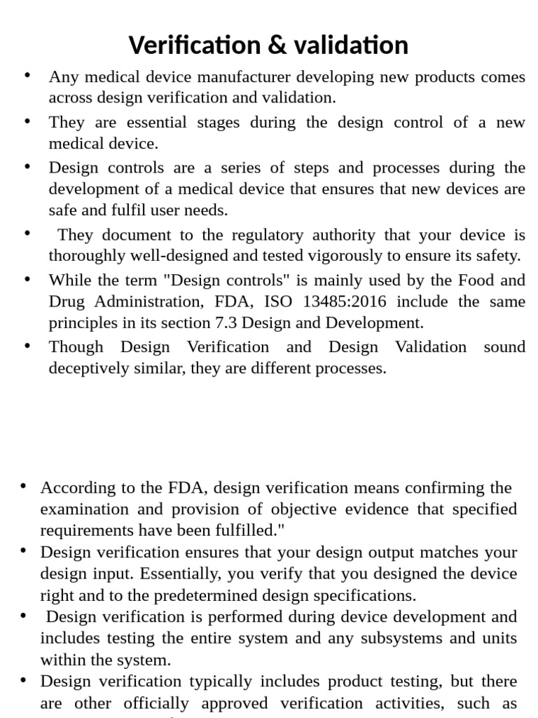 Medical Device Design Verification Guide | PDF | Verification And ...