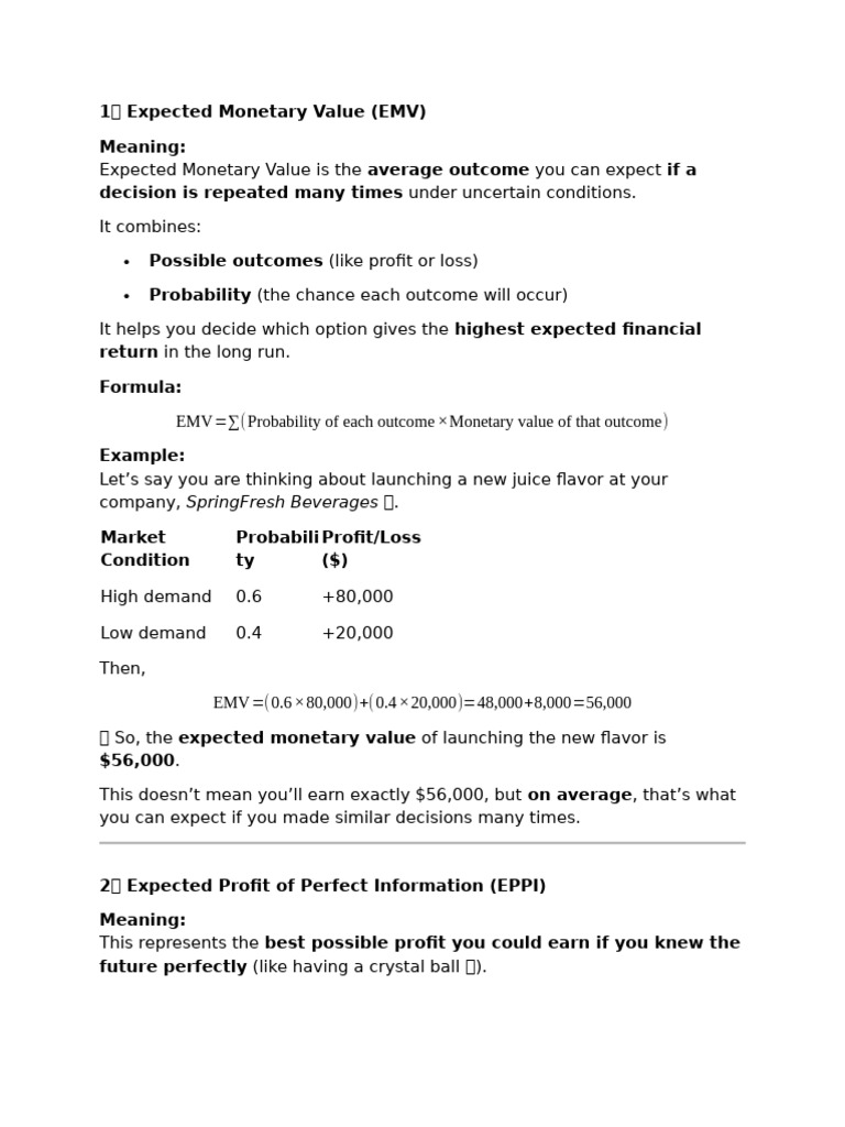 Emv Explained. | PDF | Probability Theory | Applied Mathematics