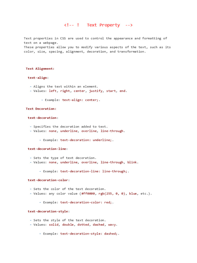 CSS Text Properties Explained | PDF