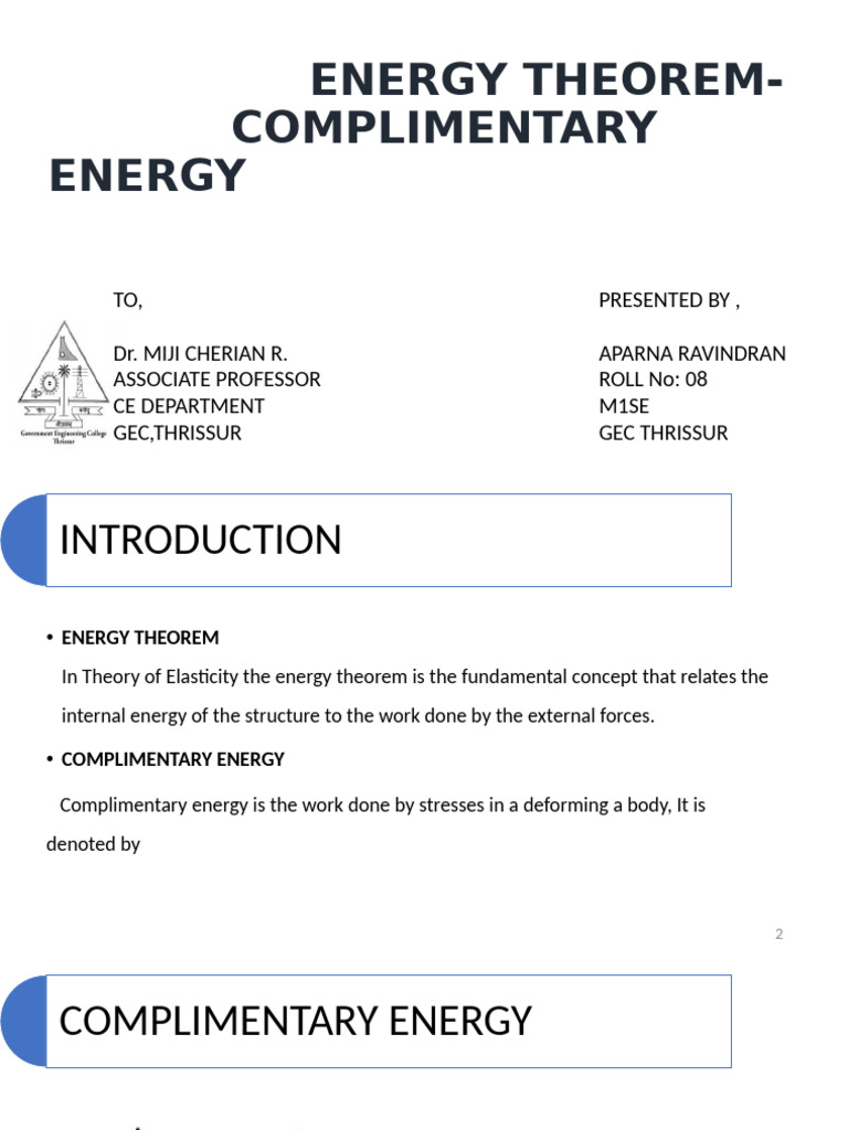 Energy Theorem and Complementary Energy | PDF | Deformation ...