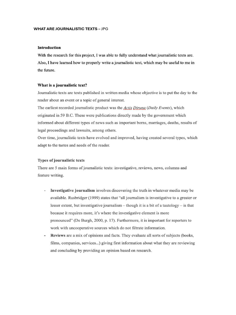 Journalistic Texts | PDF