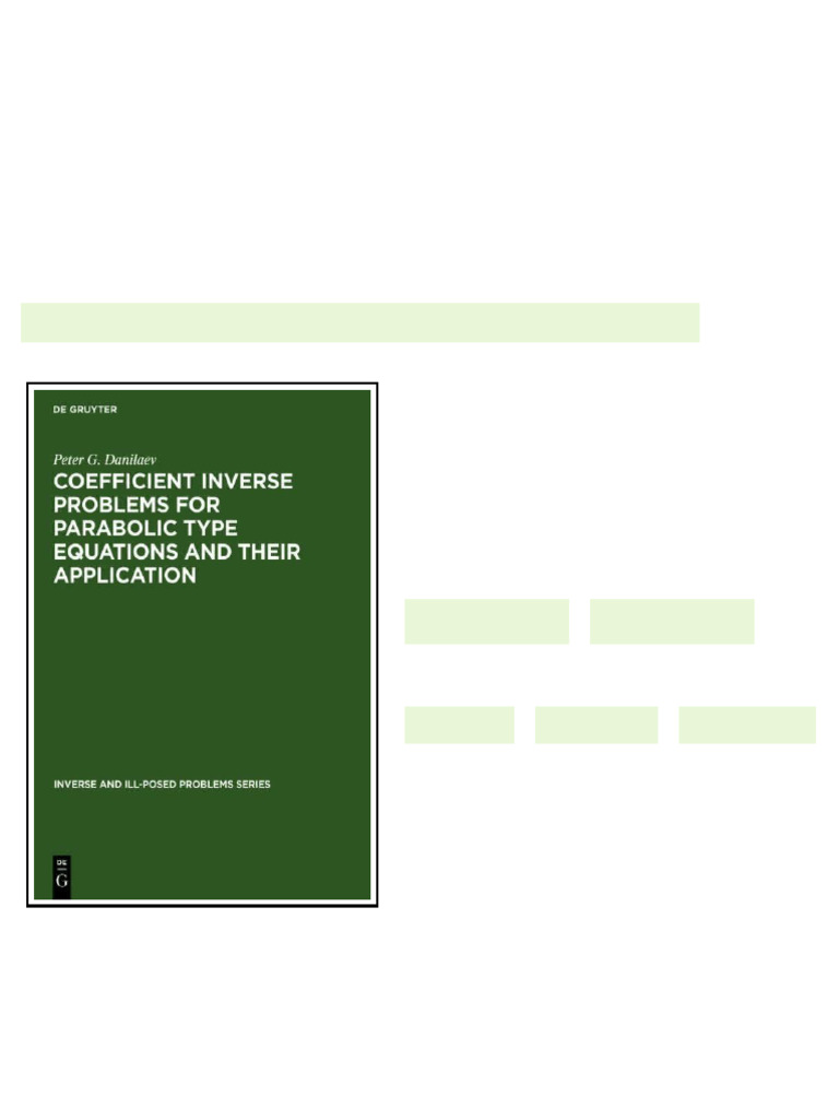 Coefficient Inverse Problems for Parabolic Type Equations and Their ...