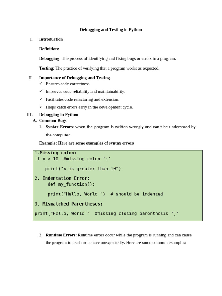 Python Debugging and Testing Guide | PDF | Debugging | Time Complexity