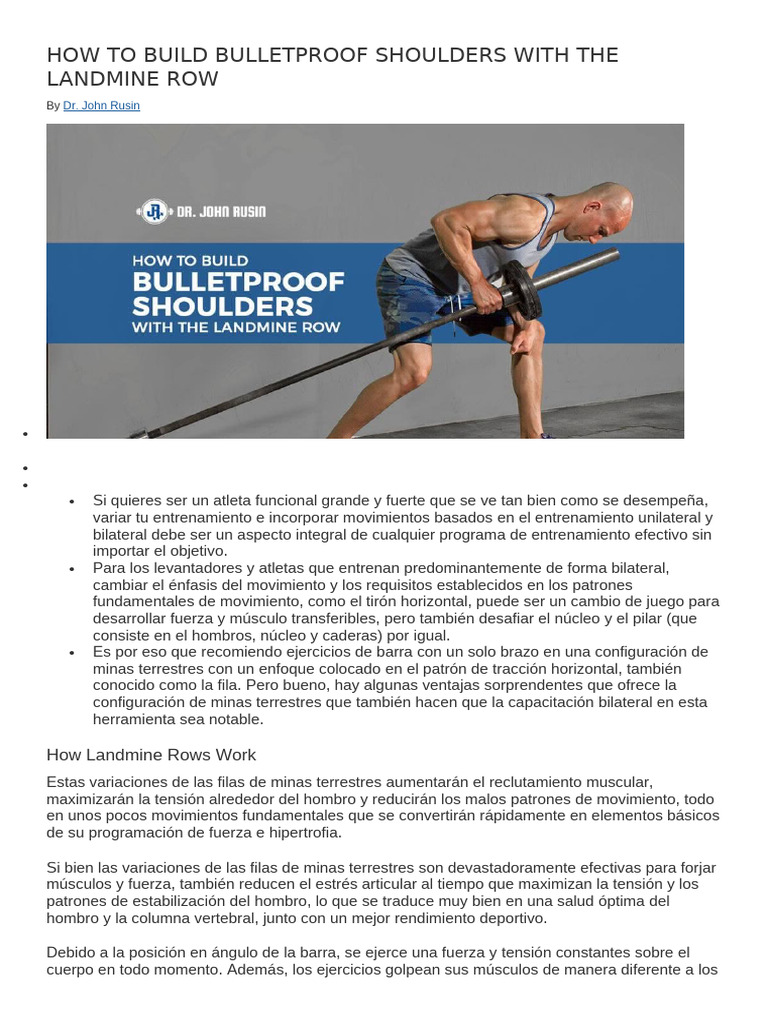 How To Build Bulletproof Shoulders With The Landmine Row | PDF | Hombro ...