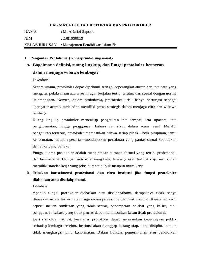 Protokoler Acara Resmi: Panduan Lengkap | PDF