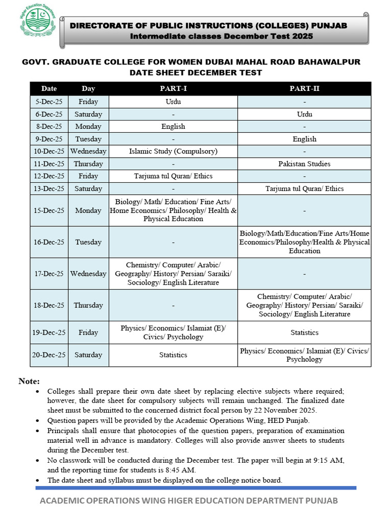 December 2025 Test Date Sheet & Seating Plan | PDF | Liberal Arts Education