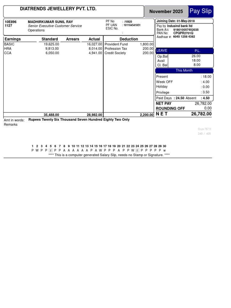 November 2025 Salary Slip Summary | PDF | Taxes | Government Finances