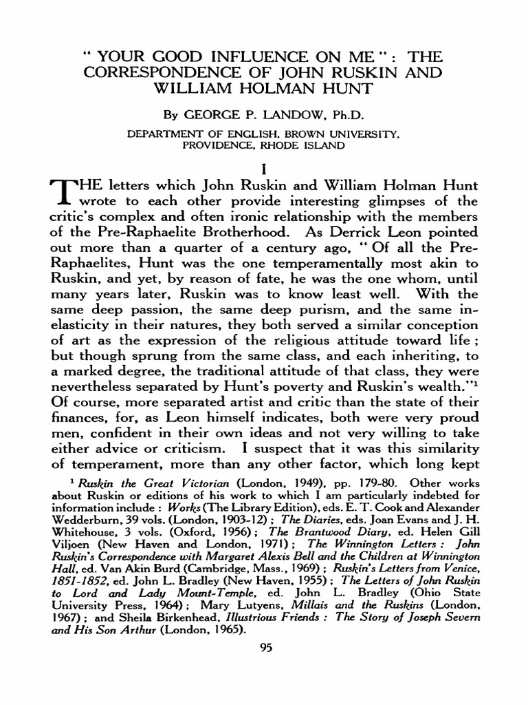 Ruskin and Hunt: Pre-Raphaelite Letters | PDF | John Ruskin | Pre ...