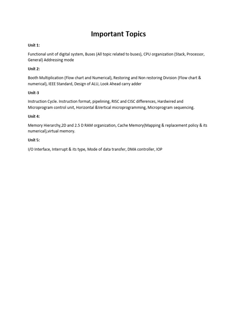 COA Important Topics | PDF