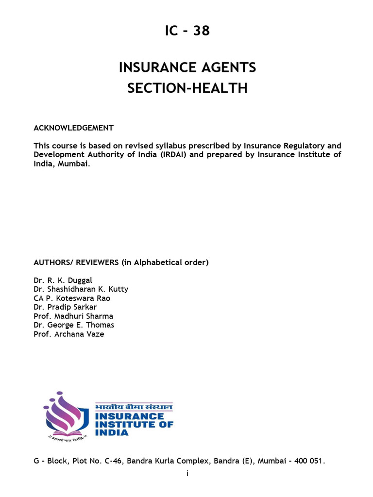 IC 38 -IA- Eng-Health | PDF | Insurance | Health Care