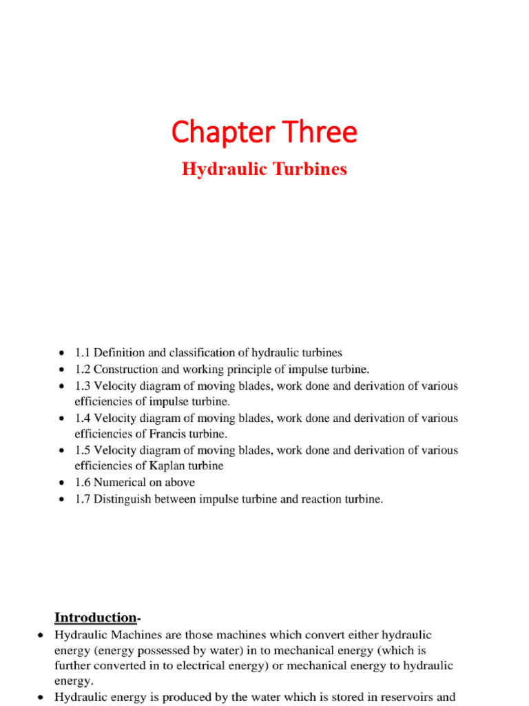 Hydraulic Turbines: Types & Analysis | PDF | Turbine | Fluid Dynamics
