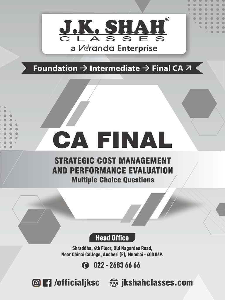 Final CA Strategic Cost Management-Book | PDF | Cost Accounting | Six Sigma
