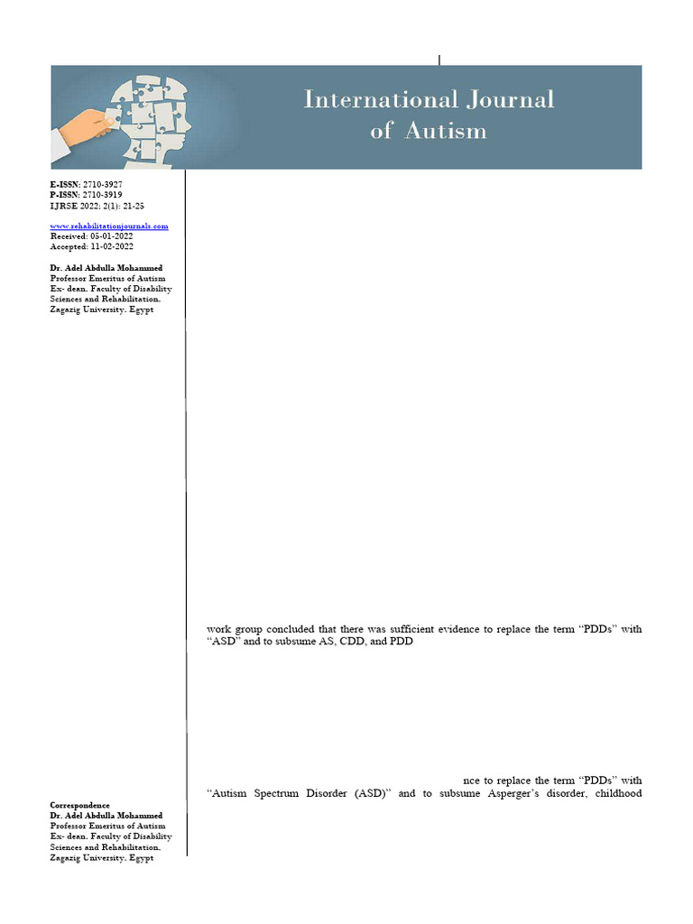 Rethinking of autism spectrum disorder | PDF | Pervasive Developmental ...