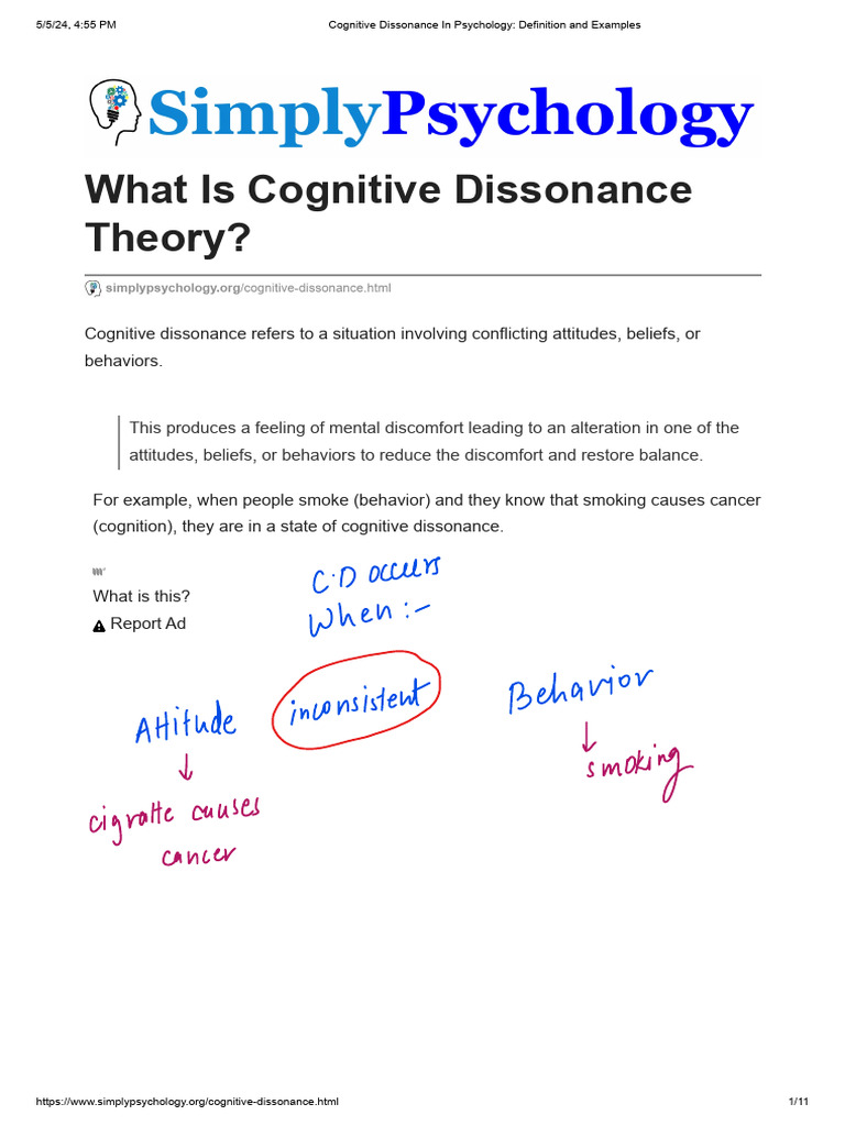 Cognitive Dissonance in Psychology_ Definition and Examples | PDF ...