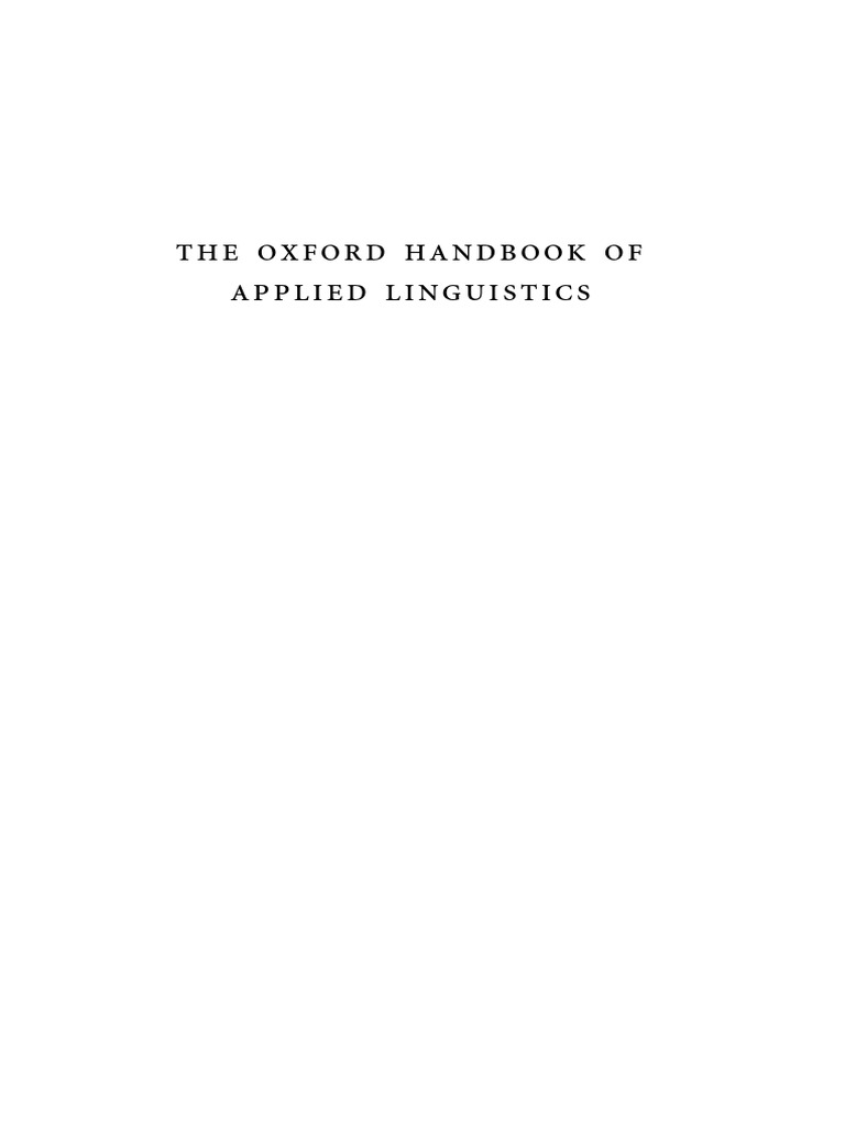 Oxford Handbook of Applied Linguistics | PDF | Second Language ...