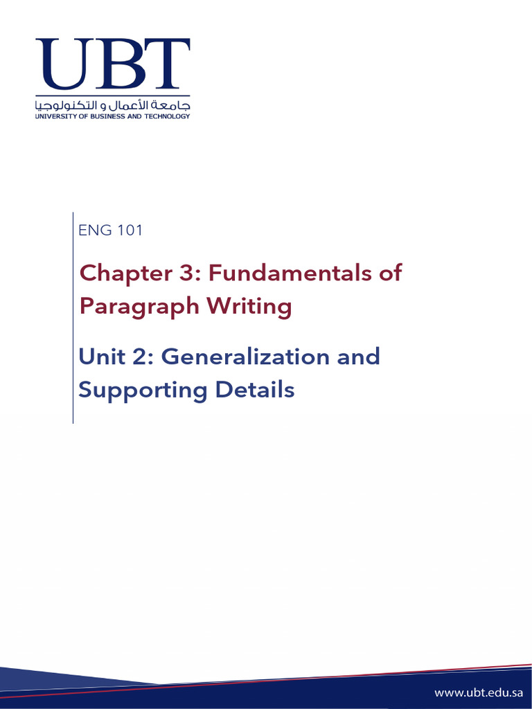 Paragraph Writing: Generalizations & Details | PDF | Argument | Mental ...