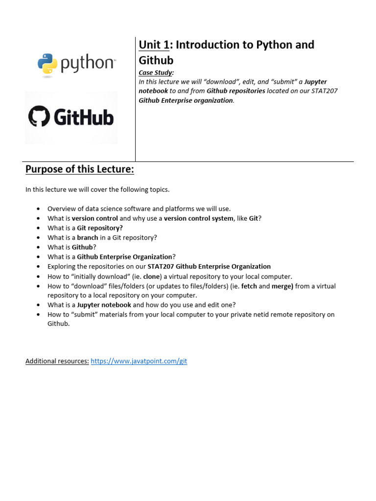 01 Intro To Python and Github | PDF | Version Control | Computer File