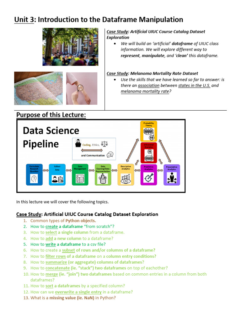 03 Intro to the Dataframe Manipulation and Data Cleaning Slides | PDF