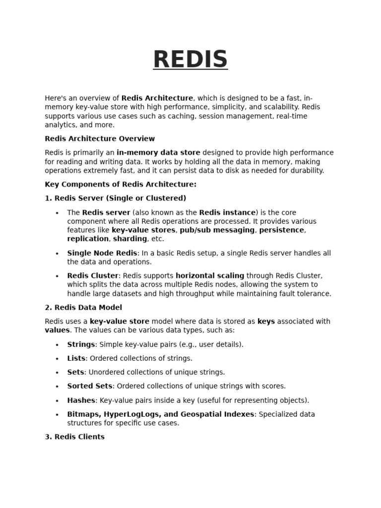 Redis Architecture and Administration Guide | PDF | Replication ...