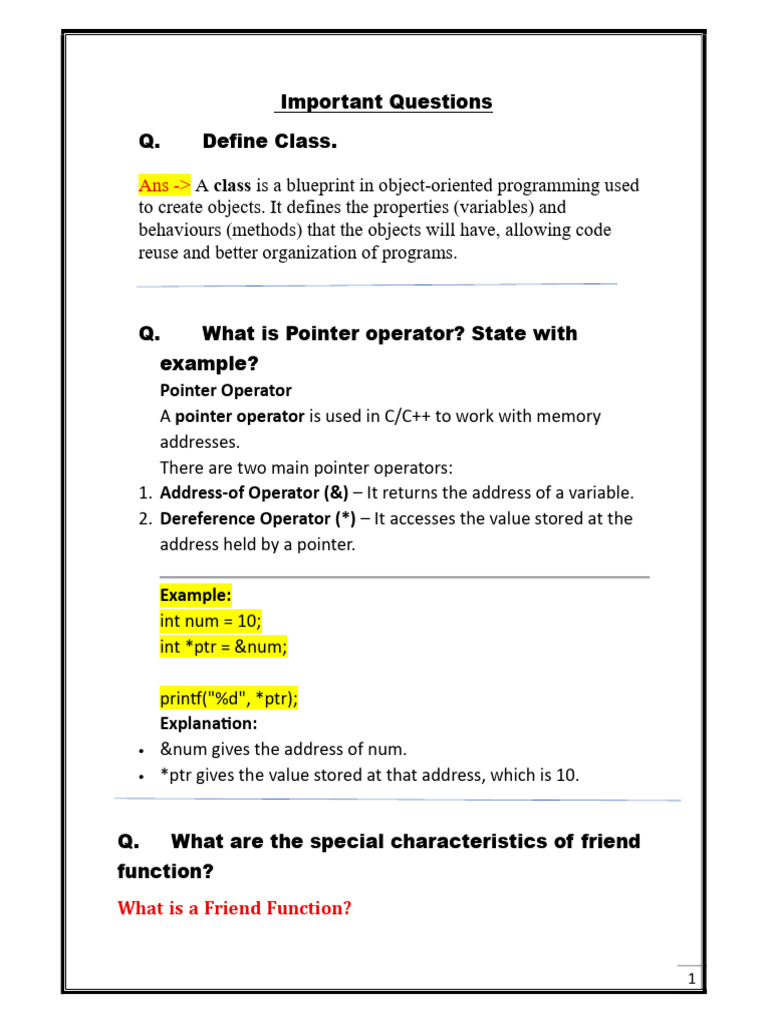 C++ Object-Oriented Programming Concepts | PDF | Class (Computer ...
