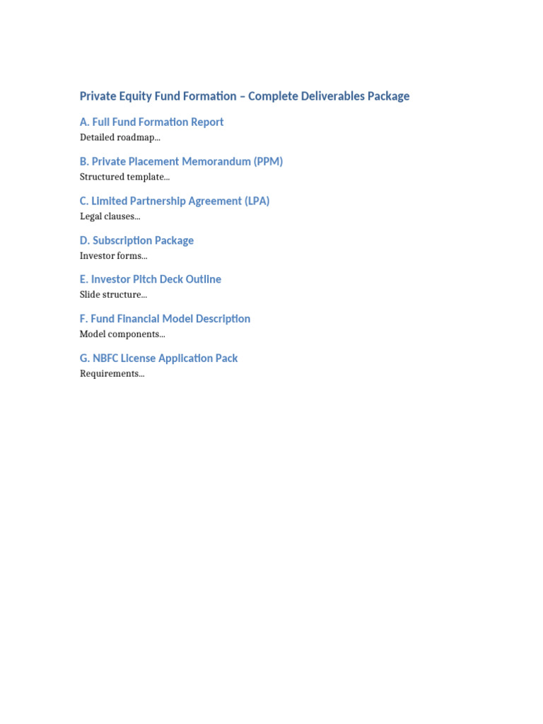 Private Equity Fund Formation Guide | PDF