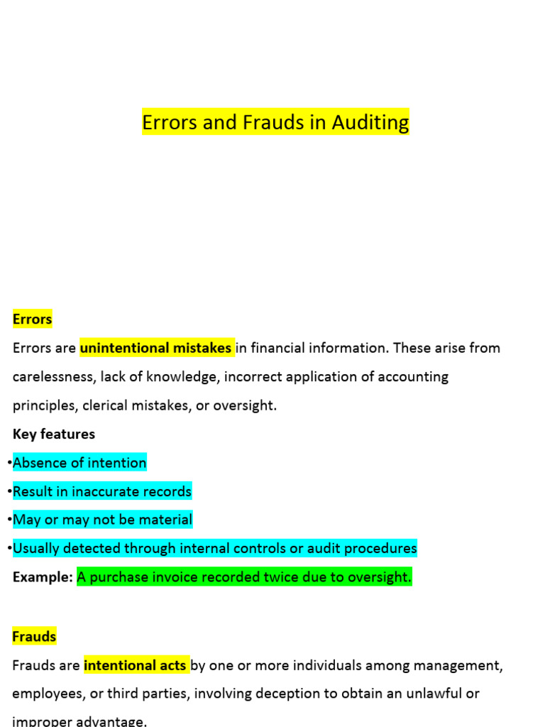 Auditing Errors and Fraud Explained | PDF | Audit | Internal Control