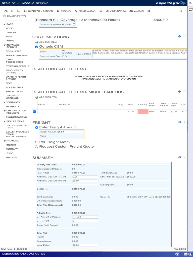 DP230NE Customization and Pricing Summary | PDF | Vehicle Technology ...