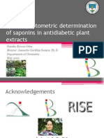 Spectrophotometric Determination of Saponins in Antidiabetic Plant Extracts. Natalie Rivera. Mentor (A) : Jannette Gavillán