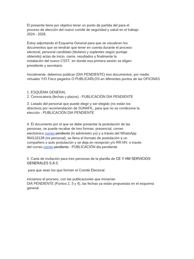 Inicio de Proceso de CSST 2024 - 2026 Ce y HM Servicios Generales S.A.C ...