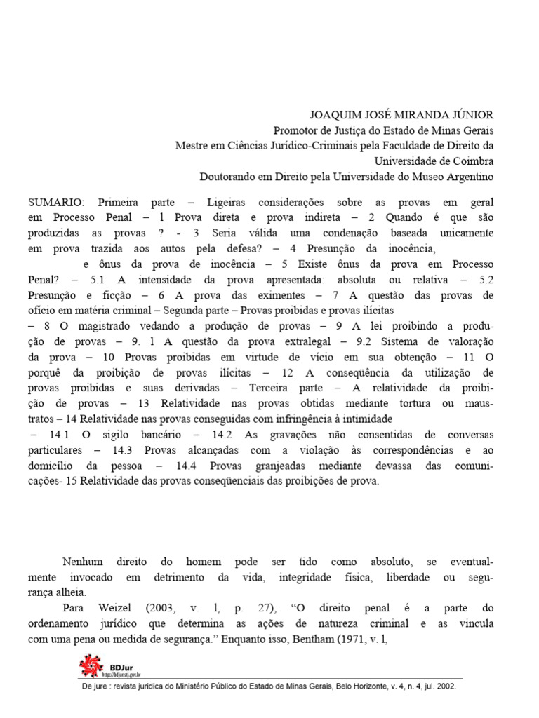 Proporcionalidade e Provas Ilícitas no Direito | PDF | Prova (jurídico ...