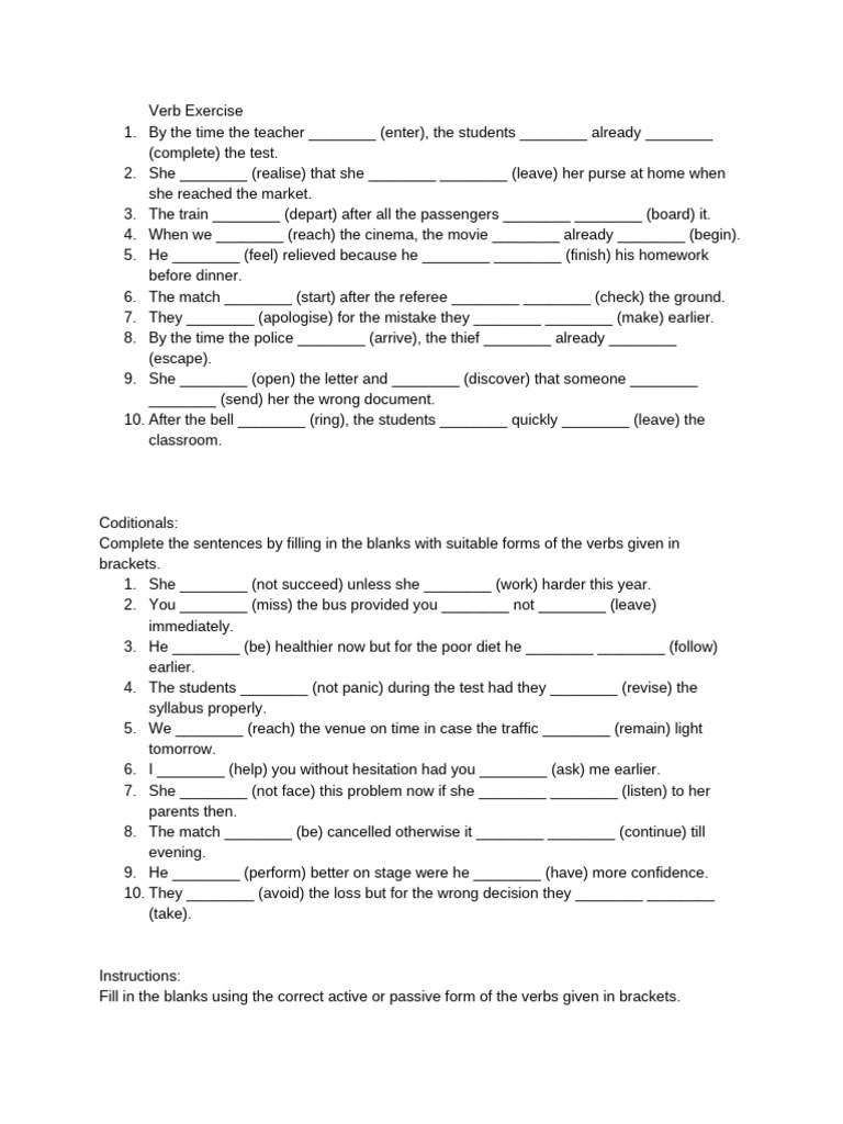 Verb Exercise: Fill in the Blanks | PDF | Chess | Chess Theory