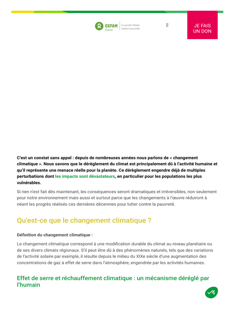Changement climatique : causes et impacts | PDF | Changement climatique ...
