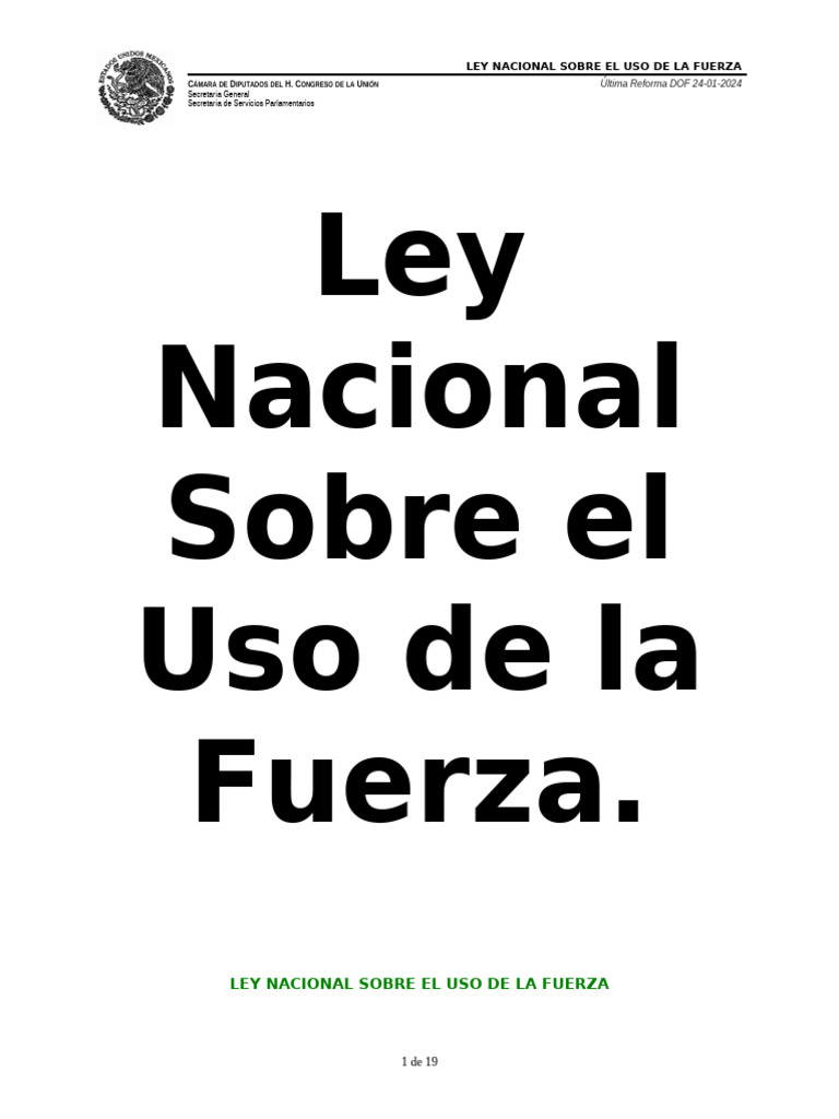 Ley Nacional sobre el Uso de la Fuerza | PDF | Policía | Institución