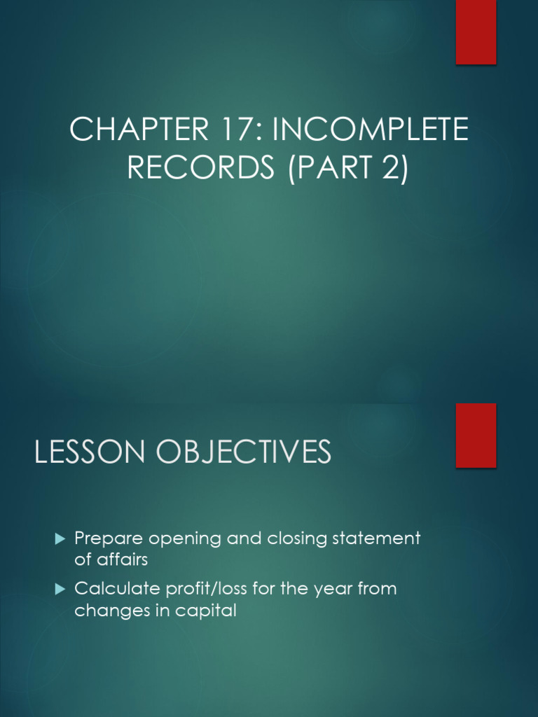 Calculating Profit with Incomplete Records | PDF | Money | Financial ...