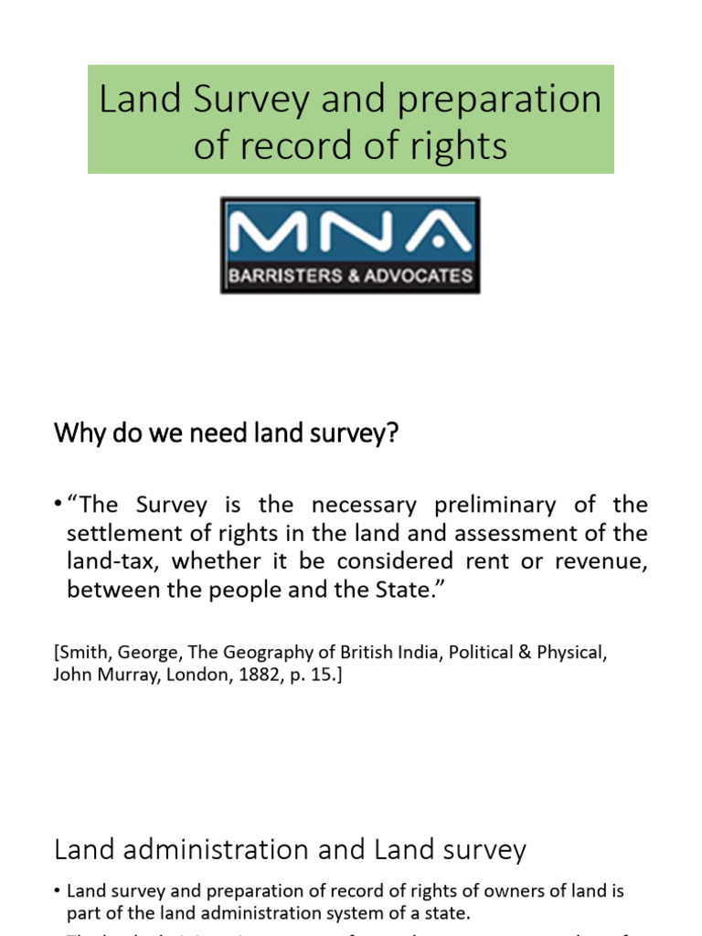 Land Survey and Record of Rights Overview | PDF | Surveying | Bengal