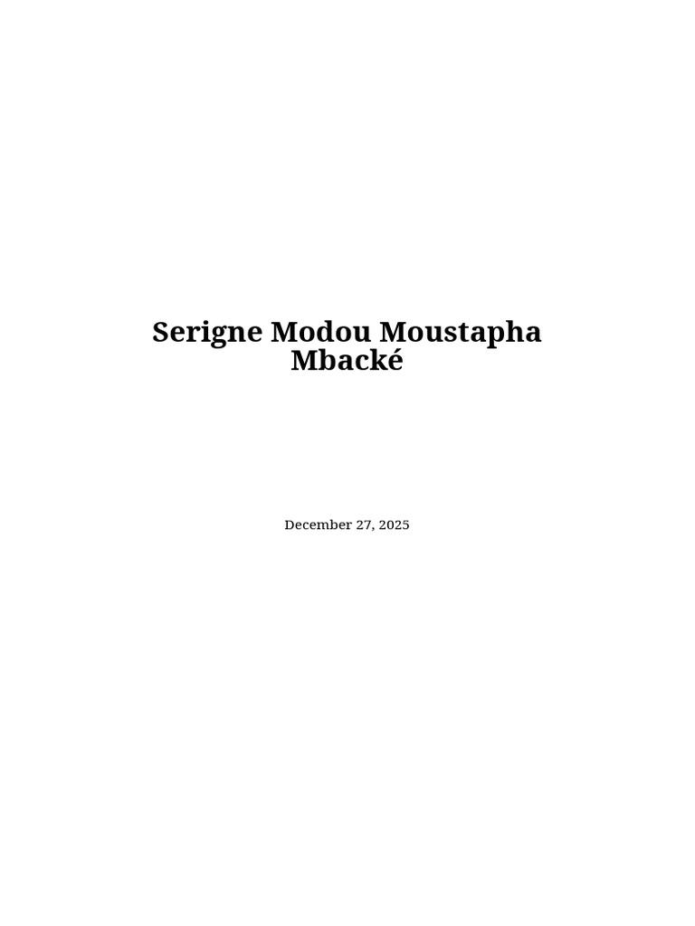 Héritage de Serigne Modou Moustapha | PDF | Sénégal | Mysticisme islamique