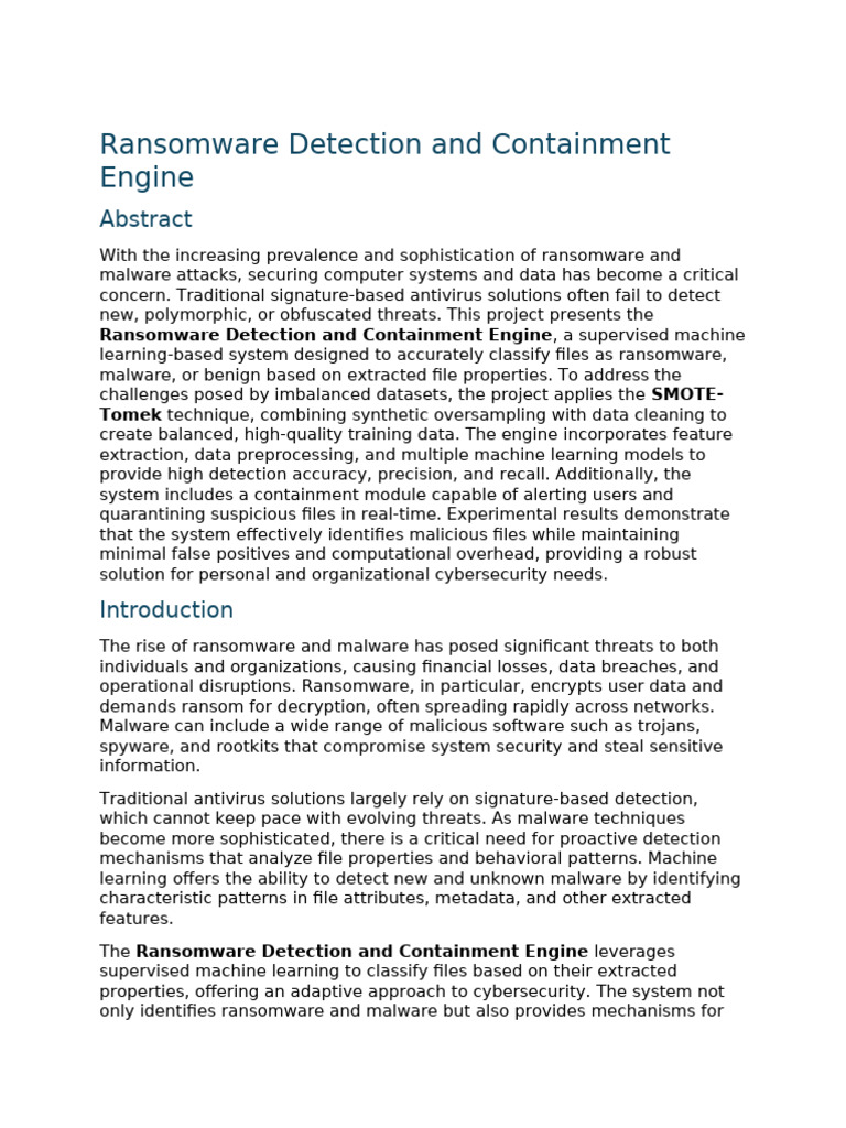 Detailed Ransomware Detection Report | PDF | Malware | Ransomware