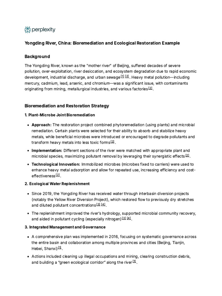 Yongding River Restoration Strategies | PDF | River | Natural Environment