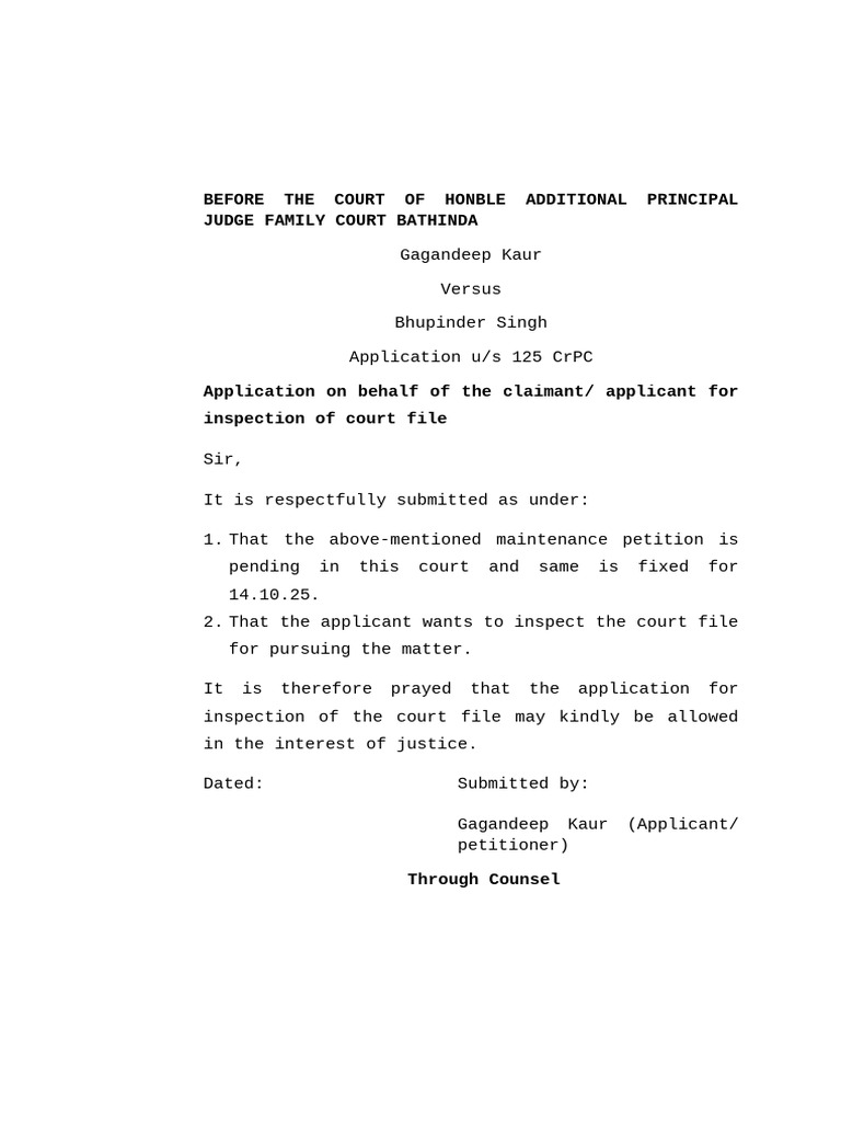 Application for Court File Inspection | PDF