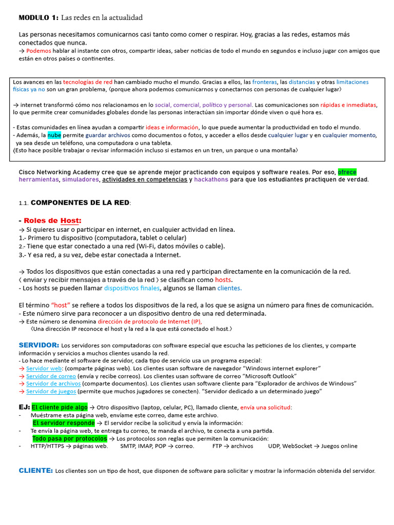 Componentes y Funciones de Redes Modernas | PDF | Red de computadoras ...