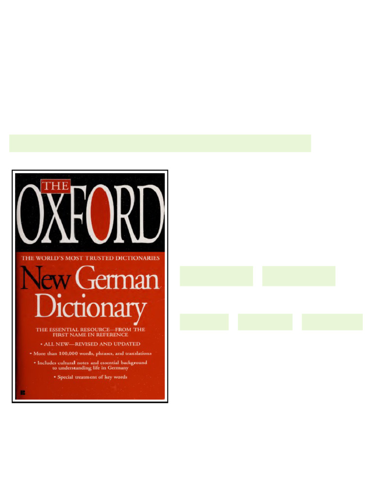 The Oxford New German Dictionary The Essential Resource Revised and ...