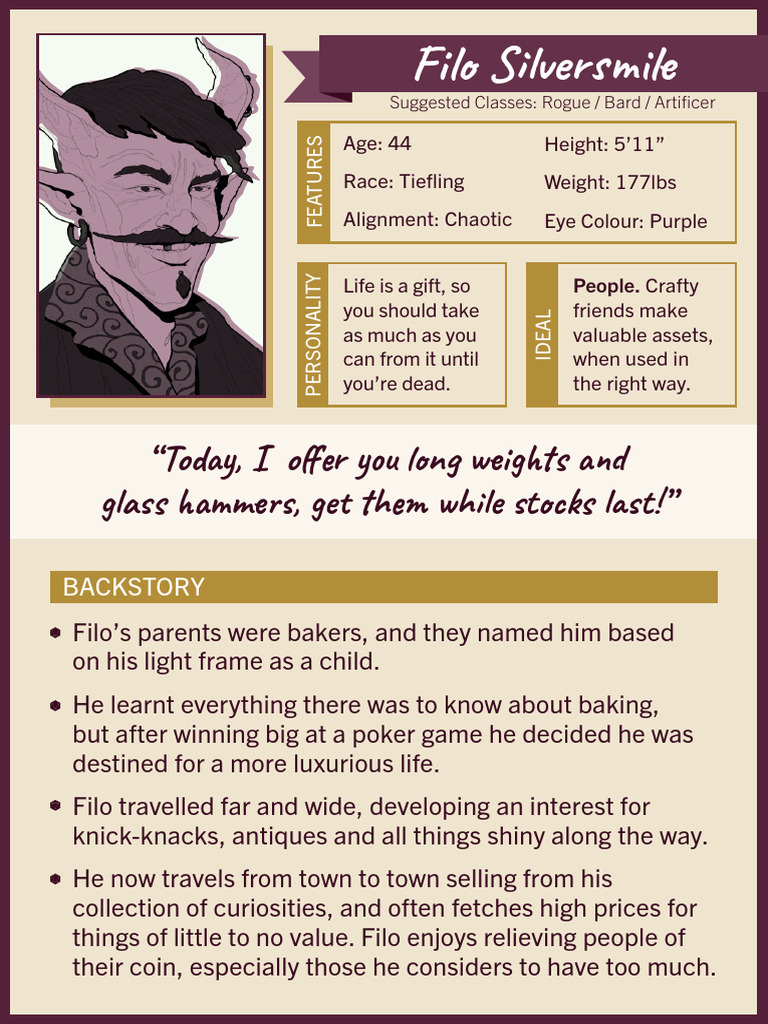Unique Character Profiles for RPGs | PDF