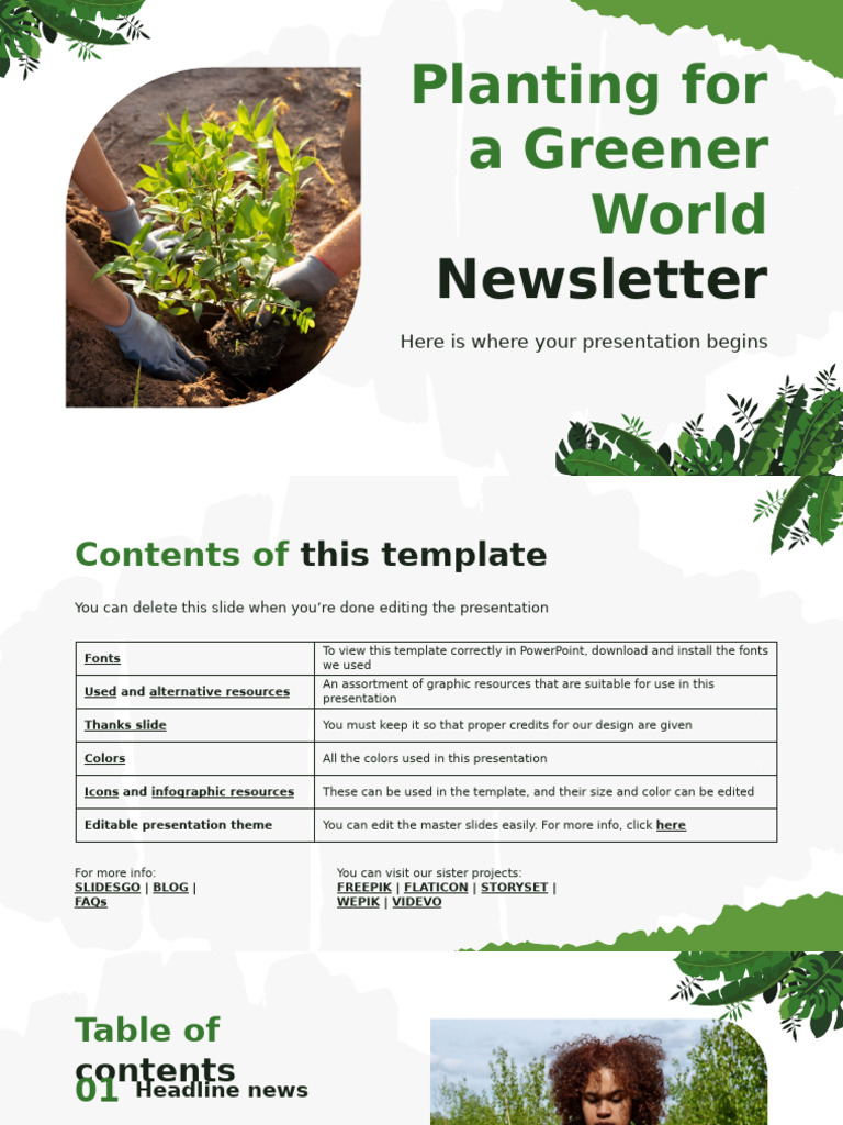 Planting for a Greener World Newsletter by Slidesgo | PDF | Goal Setting