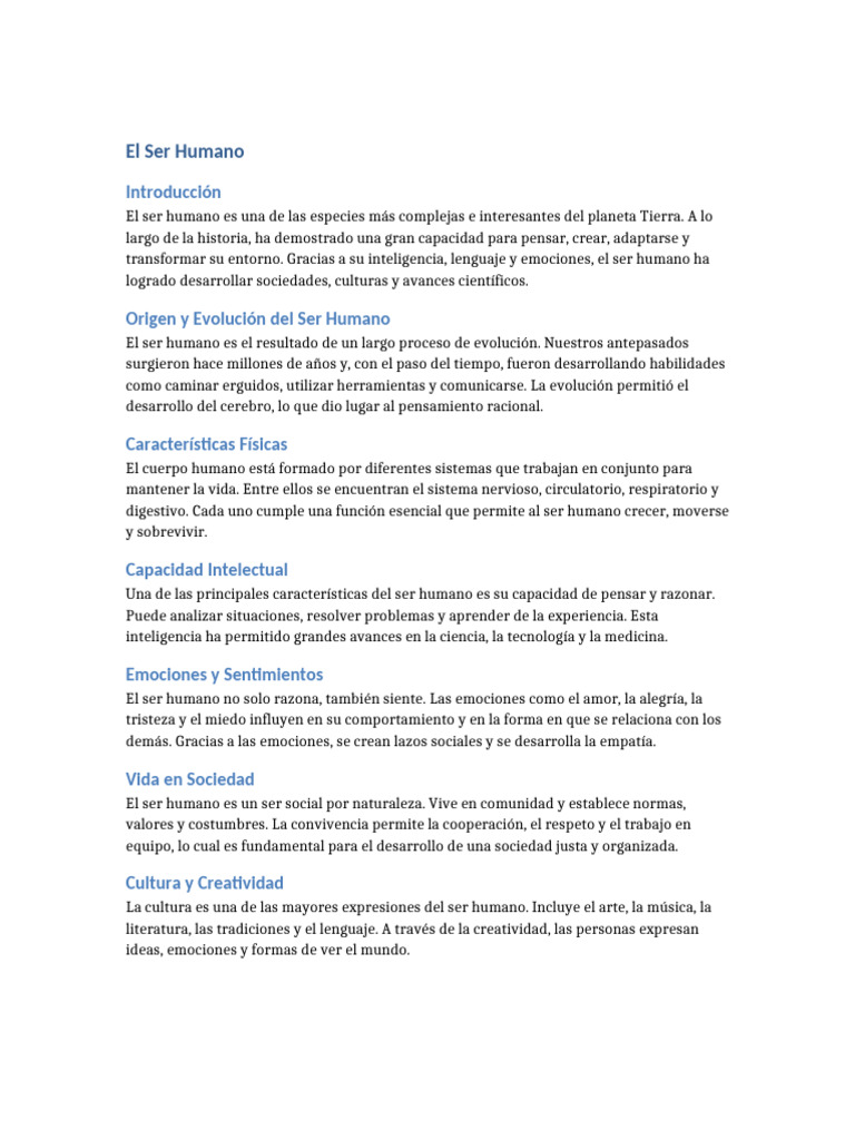 Características del Ser Humano | PDF | Humano | Las emociones
