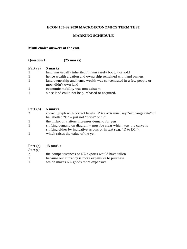 test 105s2 2020 soln | PDF | Exchange Rate | Prices