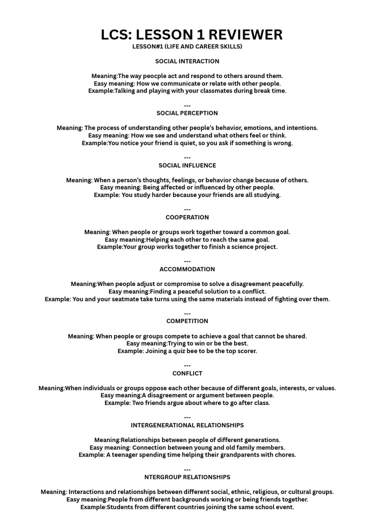 LCS Lesson 1 6 Reviewer - 20251111 - 070808 - 0000 | PDF ...